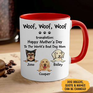 Woof Woof Woof Peeking Dog, Personalized Accent Mug, Gifts For Dog Lovers