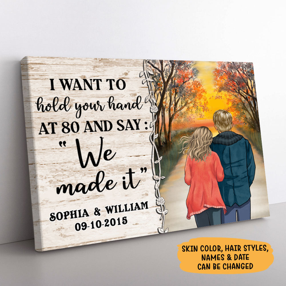 Personalized I Want To Hold Your Hand Canvas, Sunset, Premium Canvas Wall Art