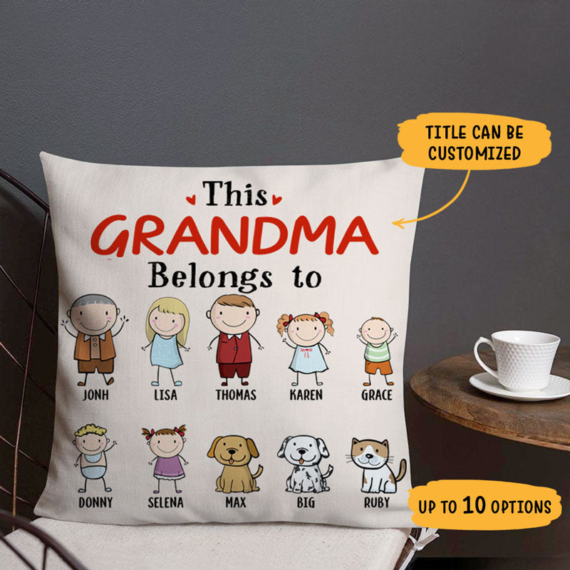 This Belongs To, Personalized Pillow, Custom Family Gift, Father's Day gift