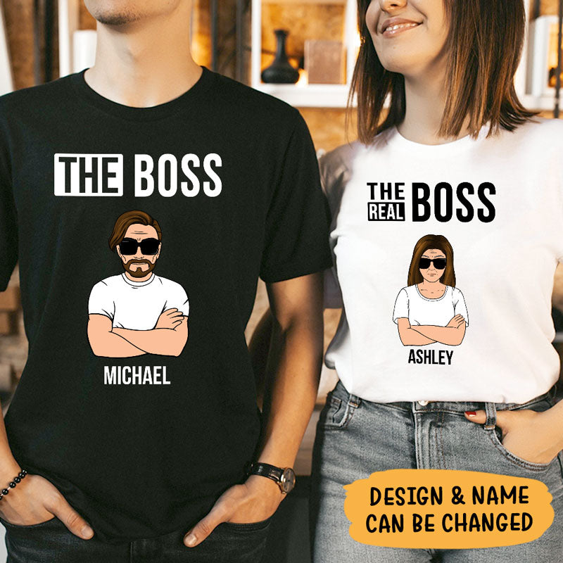 The Boss And The Real Boss, Personalized Matching Couple Shirts