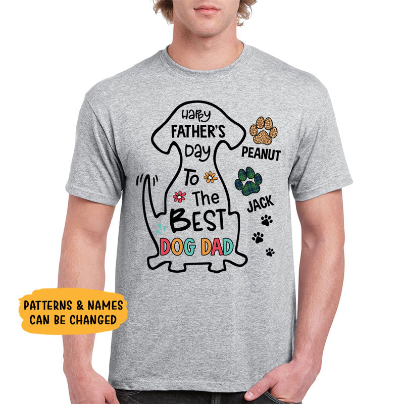 Happy Father's Day To The Best Dog Dad, Personalized Dogs Shirt, Customized Gifts for Dog Lovers, Custom Tee