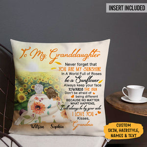Personalized Gift To Daughter, Granddaughter Sunflower, Never Forget That You Are My Sunshine, Custom Pillow