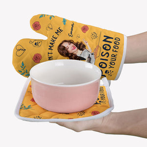 Don't Make Me Poison Your Food, Personalized Oven Mitt, Funny Gifts, Custom Photo