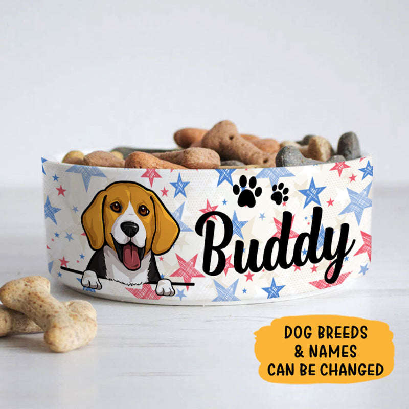 Personalized Custom Dog Bowls, Plaid Stars, Gift for Dog Lovers