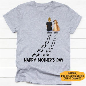 Happy Mother's Day Paw Prints, Personalized Shirt, Gift For Dog Lovers