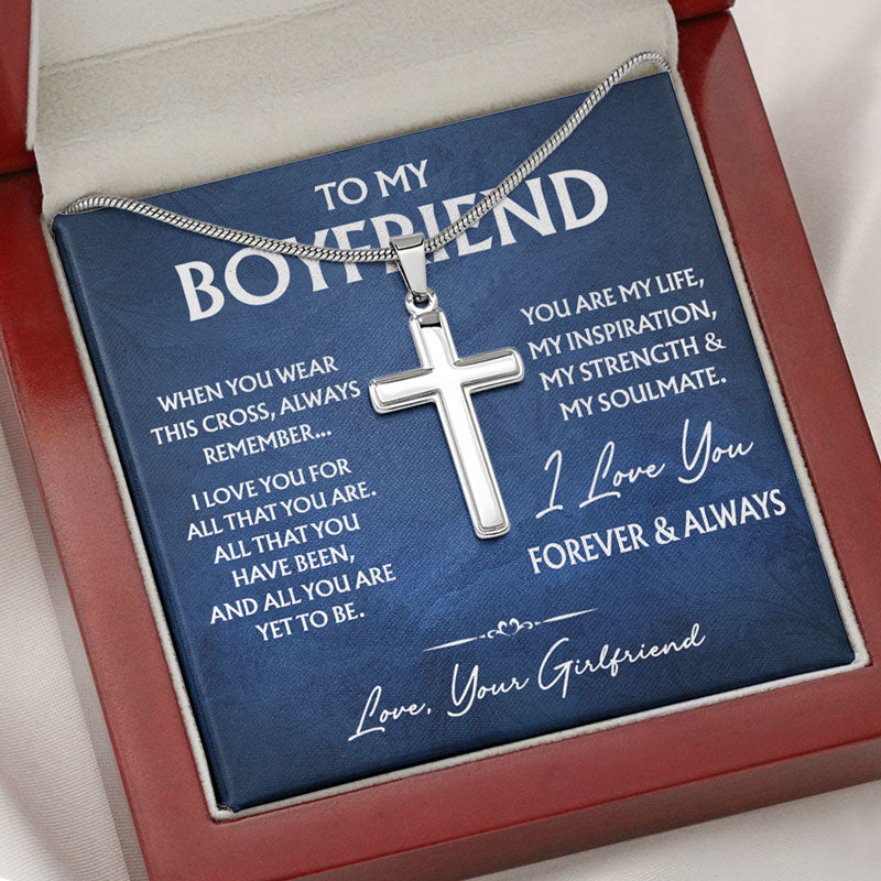 I Love You For All That You Are, Personalized Cross Necklace, Gift For Him