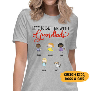 Life Is Better With Grandkids, Custom Tee, Personalized Shirt, Funny Family gift for Grandparents