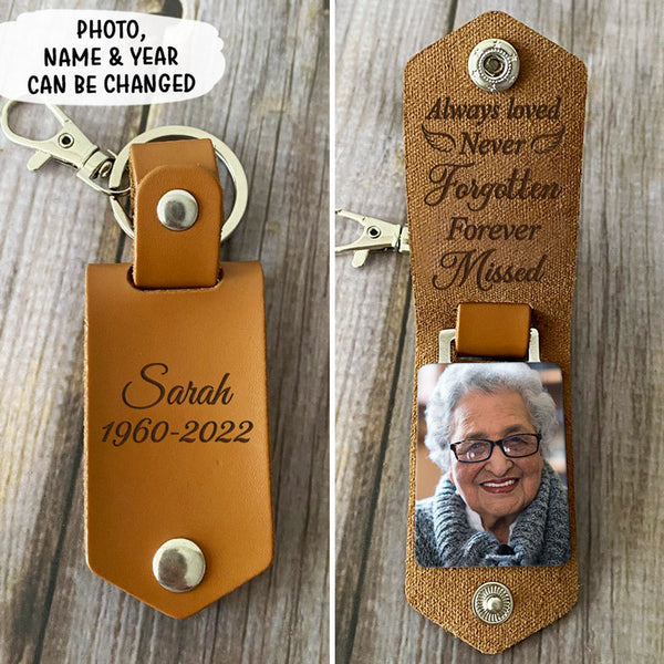 Face to Face Leather Key Tag - Never Not Late - Santa Barbara