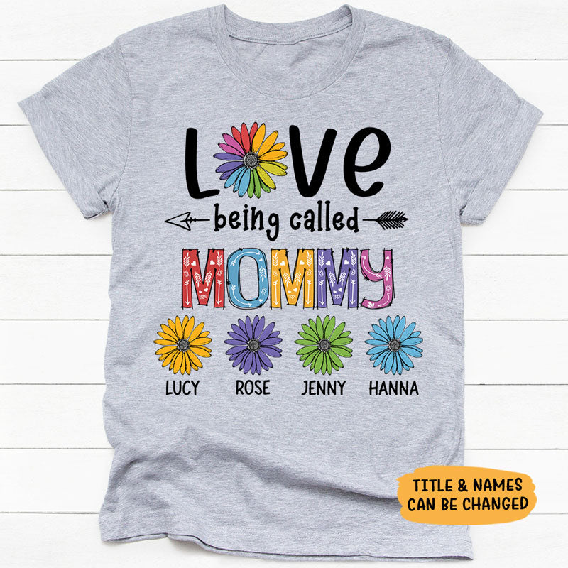 Love Being Call Grandma or Mom, Custom Flowers, Personalized Shirt, Family Gifts