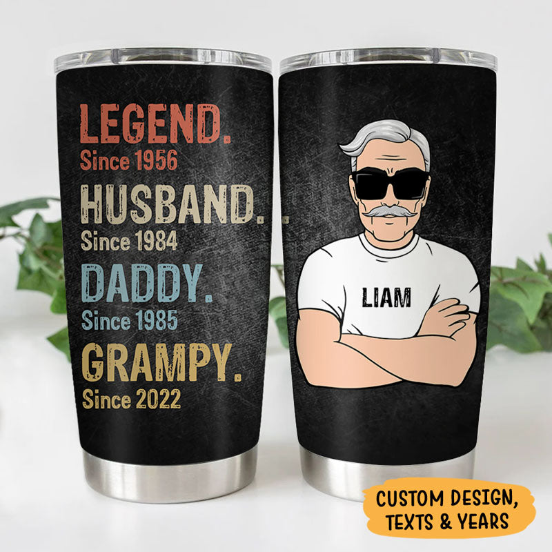 Legend Husband Daddy Grandpa, Personalized Tumbler Cup, Father's