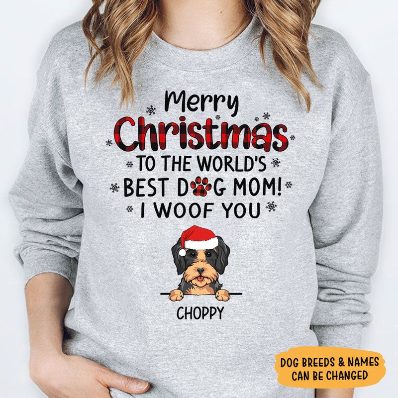 Christmas Gift for Dog lovers, Custom Shirt - to The World Best Dog Mom, Dog Mom Gift, PersonalFury, Classic Tee / Light Blue / L