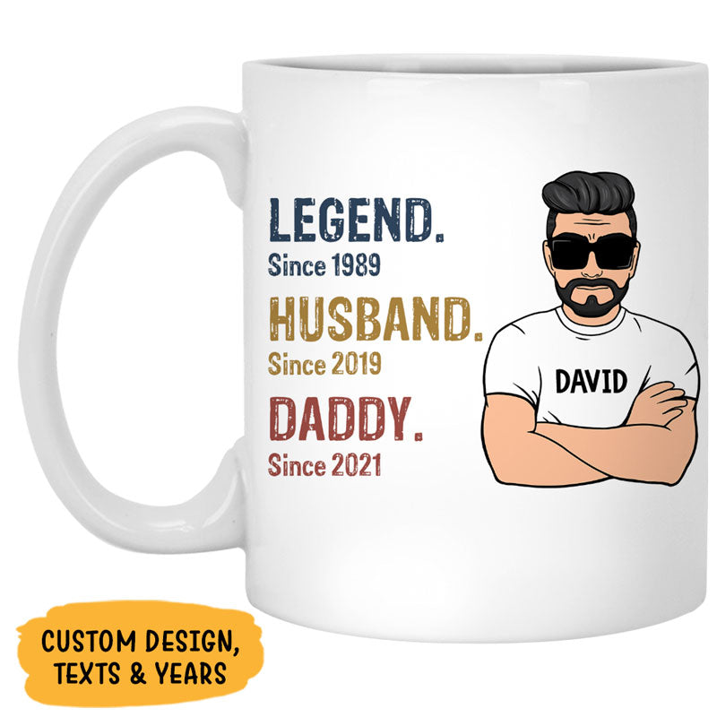 Customized Mug With Photo Funny Mug For Dad Legend Husband Daddy Papa  Coffee Mug - Oh Canvas