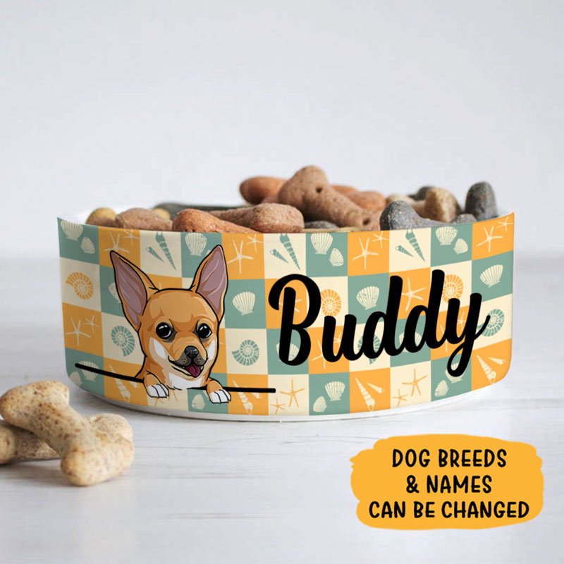 Personalized Custom Dog Bowls, Sea Shells, Gift for Dog Lovers