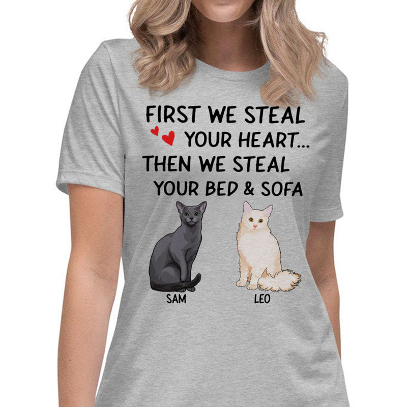 Steal Your Heart, Funny Personalized Shirt, Custom Gift for Cat Lovers, Custom Tee