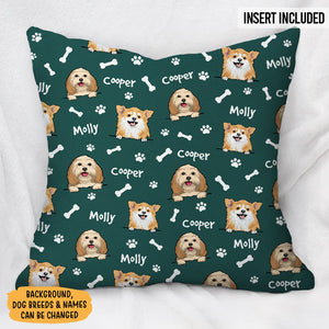 Dog Background Pattern, Personalized Pillow, Custom Gifts For Dog Lovers