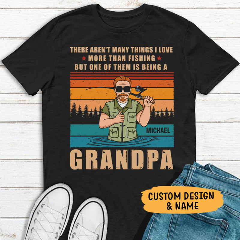 Personalized Gift for Grandpa, Custom T Shirt - Being A Grandpa Old Man Fishing, Family Gift, PersonalFury, Premium Tee / Navy / M