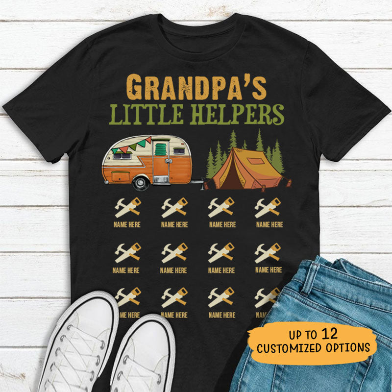Grandpa's Little Helpers Camping T Shirt, Personalized Gift, Custom Father's Day Gift