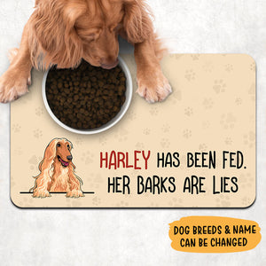 Dog Has Been Fed Pet Placemat, Personalized Pet Food Mat, Dog Lovers Gifts