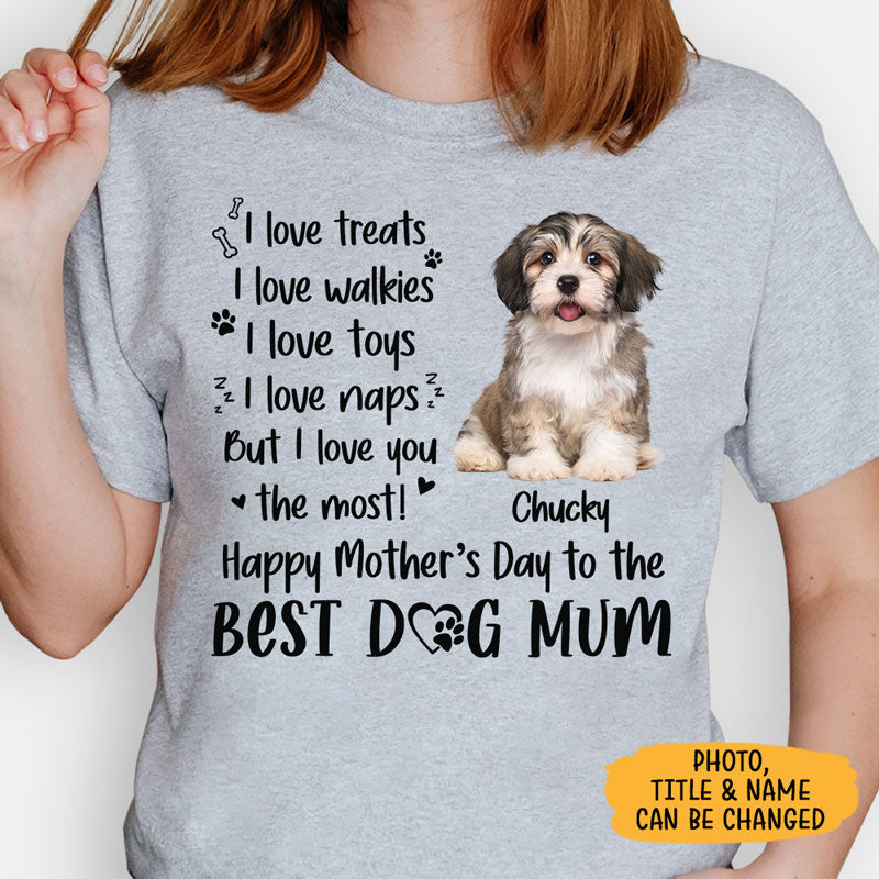 I Love Treats I Love Walkies, Personalized Mother's Day Shirt, Gifts For Dog Mom, Custom Photo