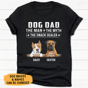 The Man The Myth The Snack Dealer Peeking Dog, Personalized Shirt, Gifts For Dog Lovers