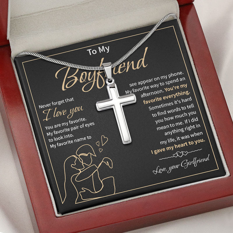 You Are My Favorite Everything, Personalized Cross Necklace, Gifts For Him