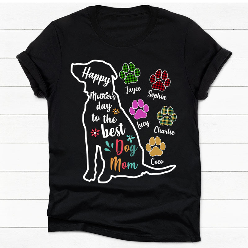 Happy Mother's Day, Best Dog Mom, Dark Color Custom T Shirt, Personalized Gifts for Dog Lovers