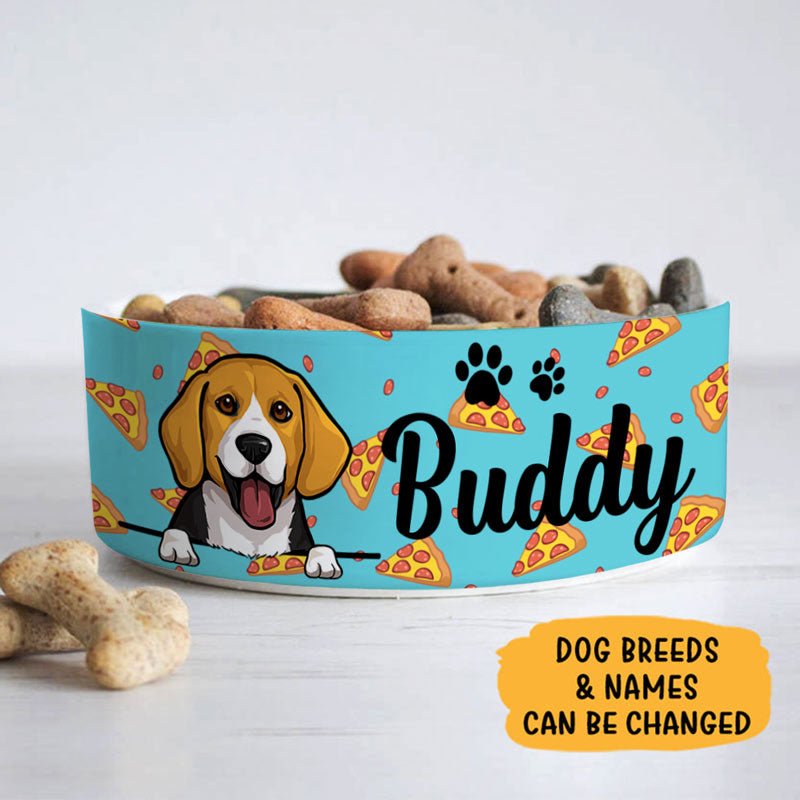 Personalized Custom Dog Bowls, Pizza Slices, Gift for Dog Lovers