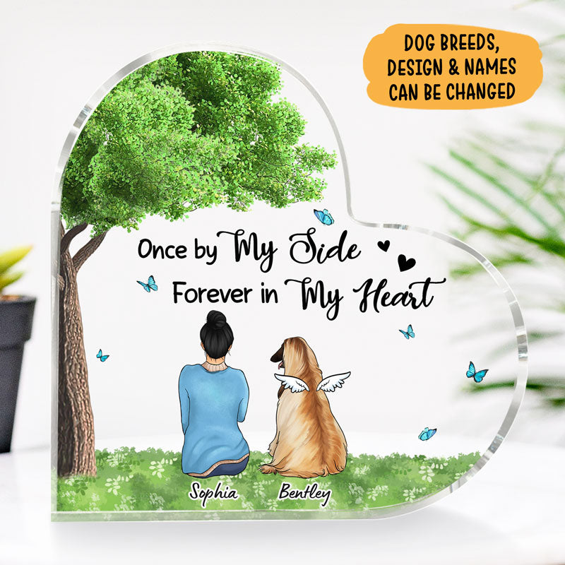 Once By My Side, Personalized Keepsake, Heart Shaped Plaque, Memorial Gift For Dog Lovers