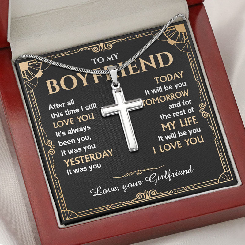 It Was You Today It Will Be You Tomorrow, Personalized Cross Necklace, Gift For Him