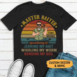 Master Baiter Old Man, Fishing Shirt, Personalized Father's Day Shirt