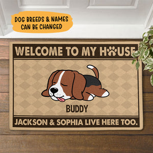 Welcome To Our House, Personalized Doormat, Gift For Dog Lovers