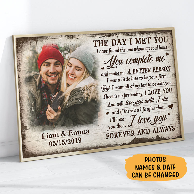 The Day I Met You, Personalized Poster, Anniversary Gift For Couple, C ...