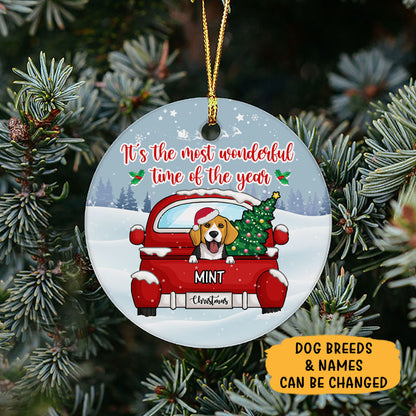 Most wonderful time of the year, Personalized Circle Ornaments, Custom Gift for Dog Lovers