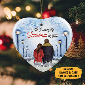 All I want for Christmas, Personalized Heart Ornaments, Anniversary Gifts