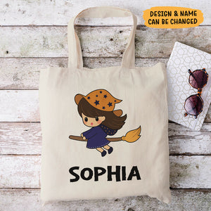 Custom Halloween Kids, Personalized Canvas Tote Bag, Halloween Bags for Kids