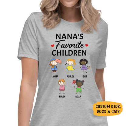 Custom Favorite Children Tee, Personalized Shirt, Funny Family gift for Grandparents
