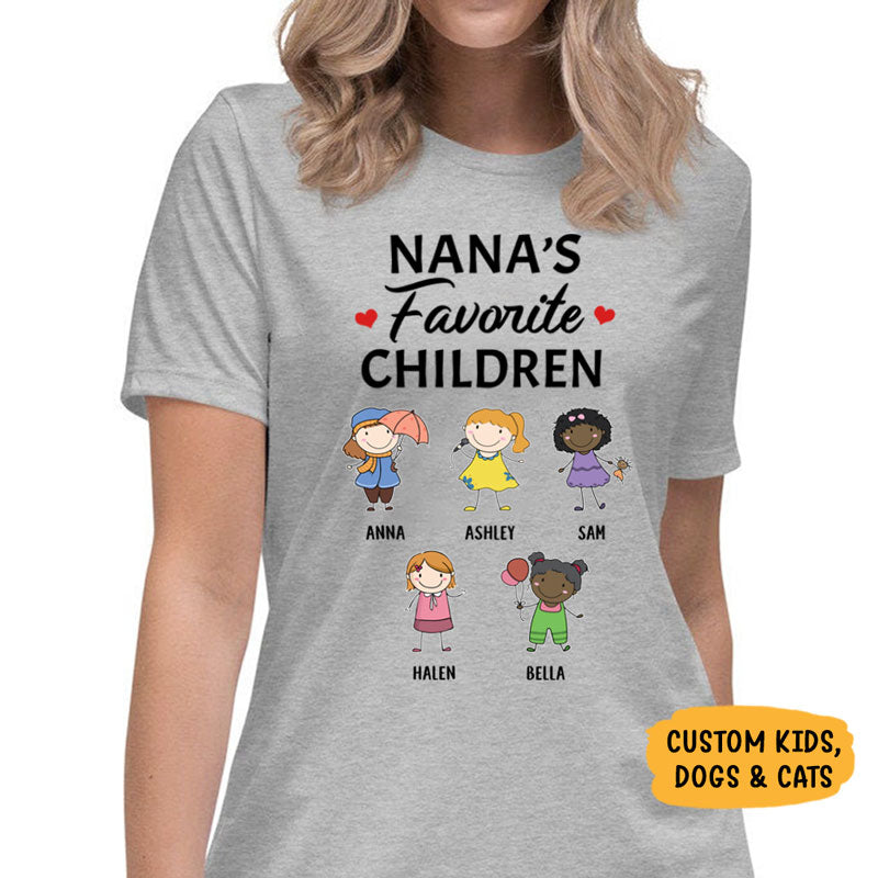 Custom Favorite Children Tee, Personalized Shirt, Funny Family gift for Grandparents