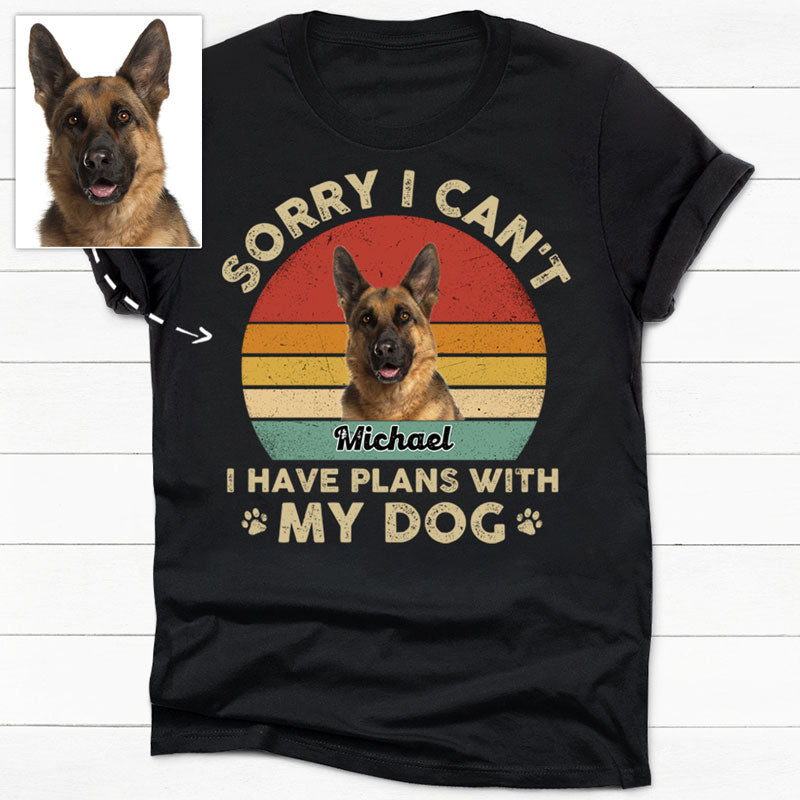 I Have Plans With My Dogs, Custom Photo Dark Color T Shirt, Personalized Gifts for Dog Lovers, Gift For Your Loved Ones
