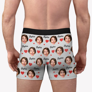 Face And Name Pattern, Personalized Boxer, Funny Valentine Gift For Him, Custom Photo