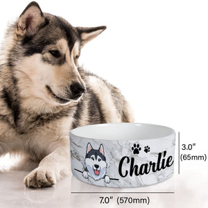 Personalized Custom Dog Bowls, Grey Marble, Gift for Dog Lovers