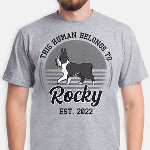 Personalized Dog Dad Shirt - This Human Belongs To Gift From the Dog, Custom Dog Breed & Name