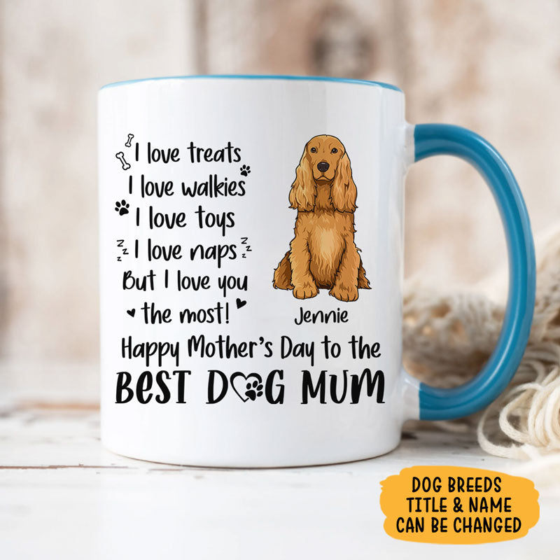Personalized Mugs For Dog Lovers, I Love Treats I Love Walkies, Gift For Dog Dad Dog Mom