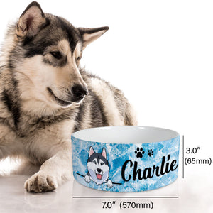 Personalized Custom Dog Bowls, Blue Marble, Gift for Dog Lovers