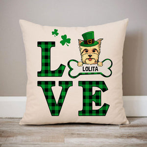 Love, Personalized St. Patrick's Day Pillows, Custom Gift for Dog Lovers