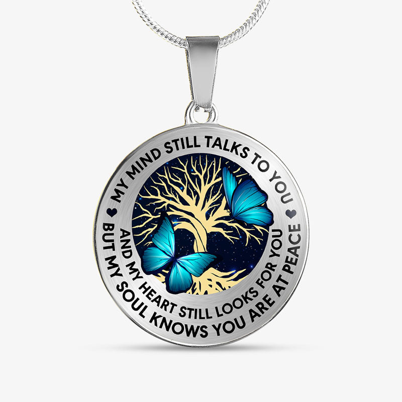My Mind Still Talks To You, Luxury Picture Necklace, Unique Custom Engrave Circle Pendant