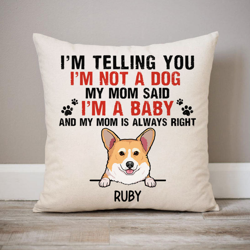 I'm a Baby, Personalized Pillows, Custom Gift for Dog Lovers