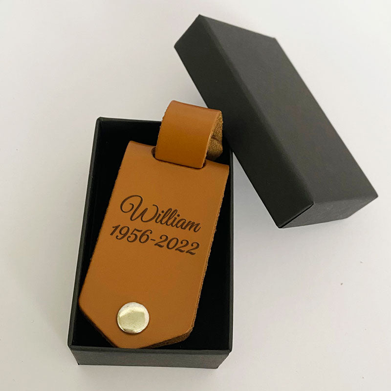 Gold rectangle photo engraved keychain memorial for your picture
