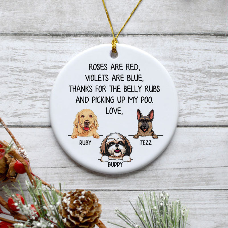 Roses are Red, Personalized Circle Ornaments, Custom Gift for Dog Lovers