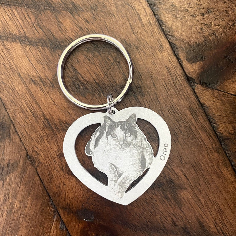 Personalized Photo Heart Keychain, Custom Memorial Gifts, Gift For Pet Lovers