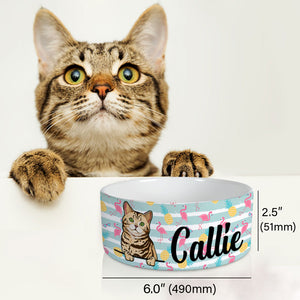 Personalized Custom Cat Bowls, Flamingo, Gift for Cat Lovers